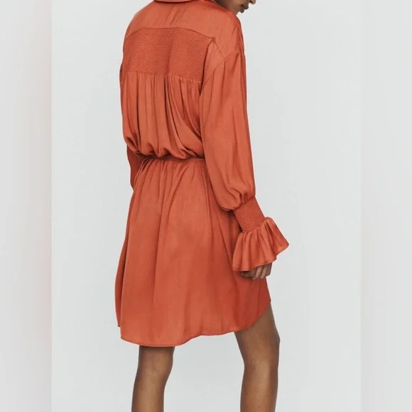 Maje REBANO Shirt dress with smocks Sz 1 (24)